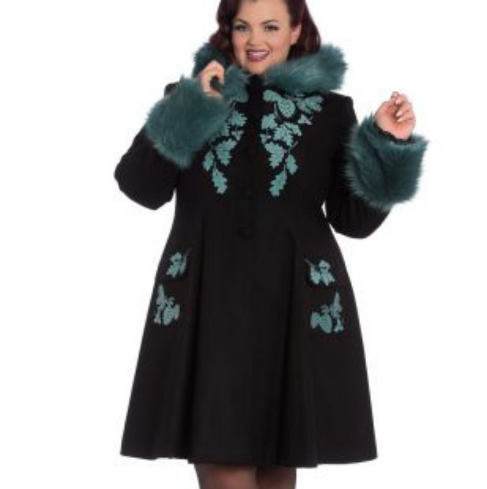 Hell Bunny Sherwood coat in teal NWOT